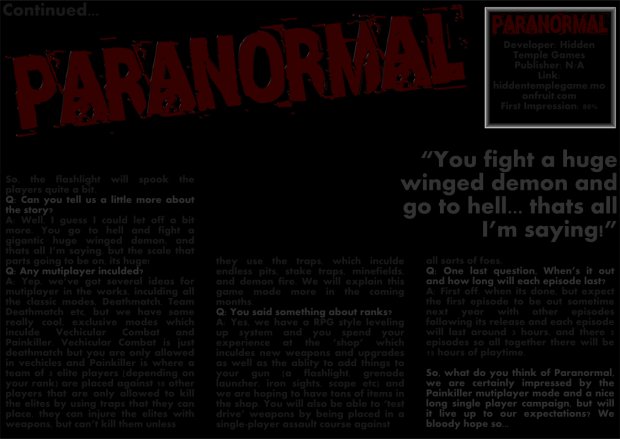Paranormal is featured in GenGamer!