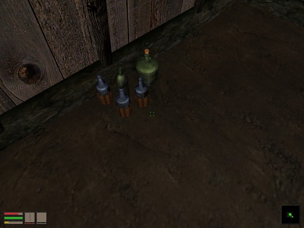 Newly textured bottles and shack