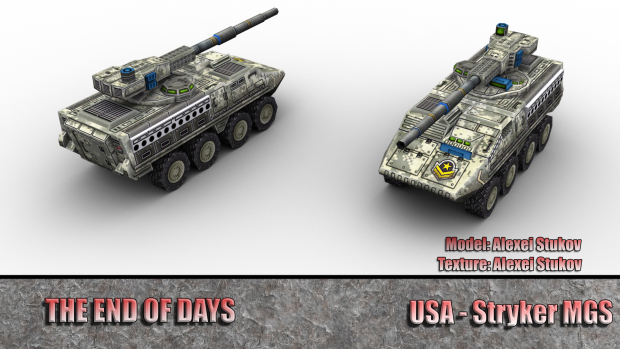 Updated model and texture of the USA M1128 Stryker MGS (Mobile Gun system)