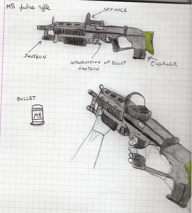 (concept art) M8 PULSE RIFLE of enemy soldiers