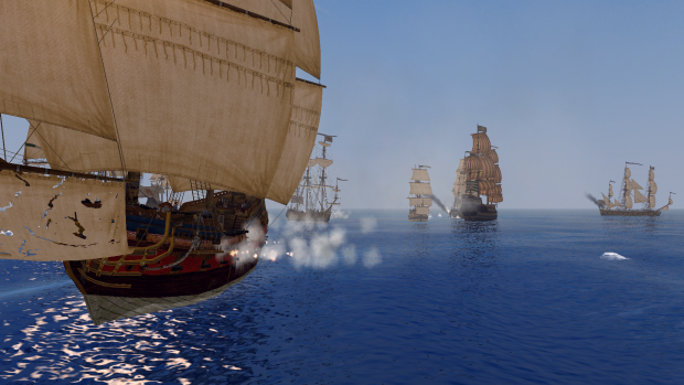 Heavy East Indiaman in the heat of the battle