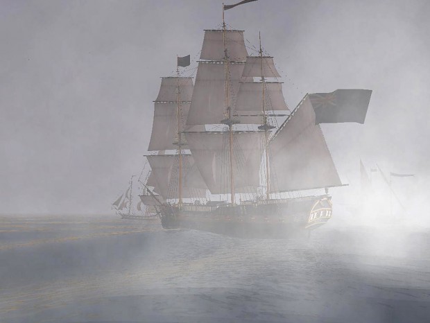 HMS Surprise Hunting Pirates in the Fog