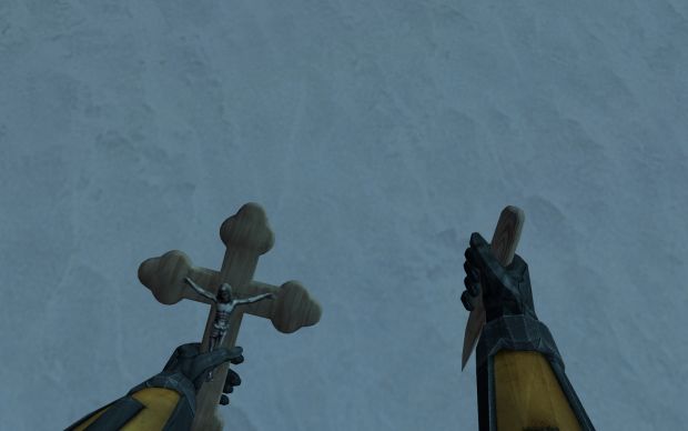 Weapon Stake and Crucifix in-game