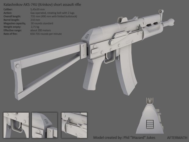Kalashnikov AKS-74U (Krinkov) short assault rifle