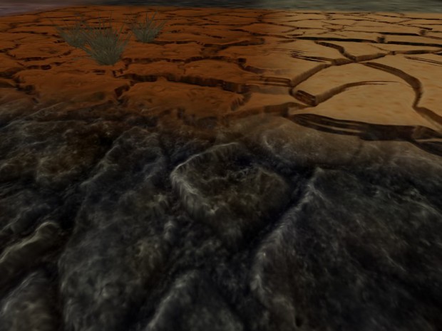 Terrain drawn with reliefmapping