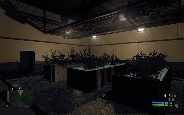Hydroponics area with new textures/lighting