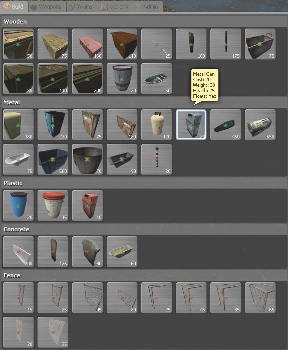 Current List of Available Props