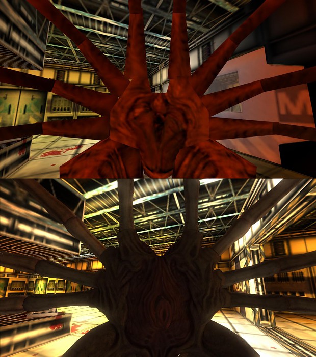 New Facehugger In game before after image Aliens 