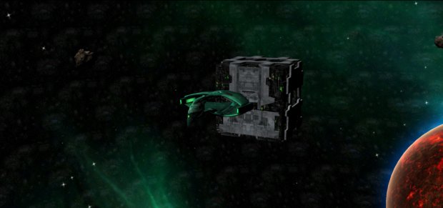 romulan warship running away from borg cube