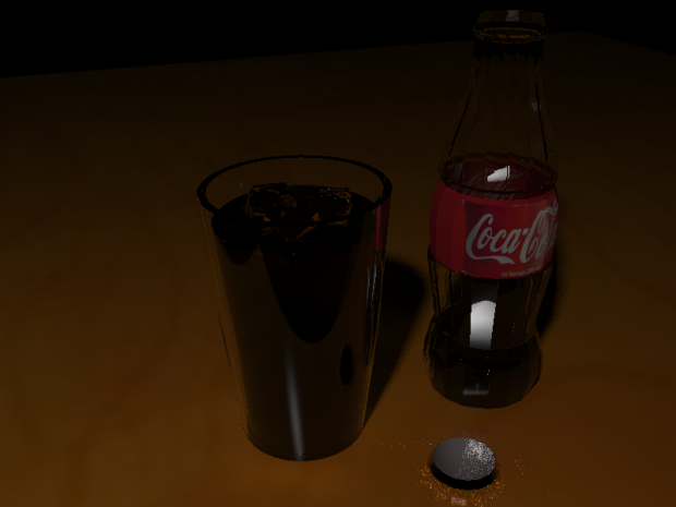 Coke in a cup in a bottle.