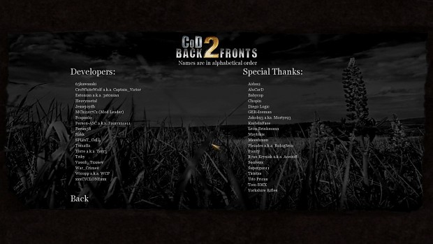 CoD2 Back2Fronts patch 1.1 - credits list