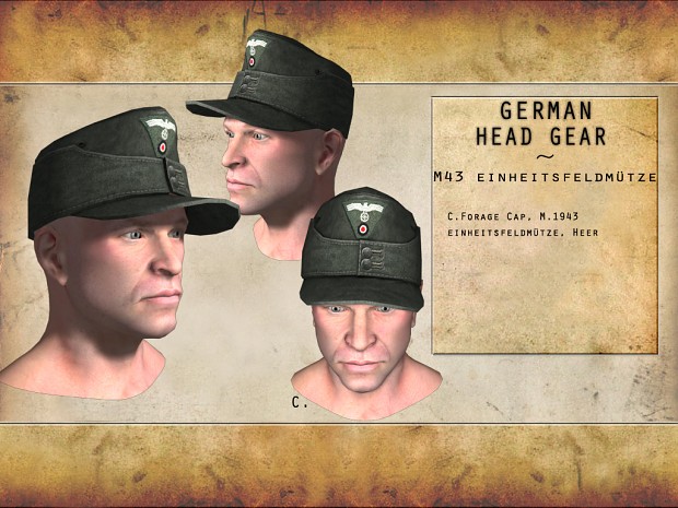 Re-modelled German Headgear - M43 Forage Cap