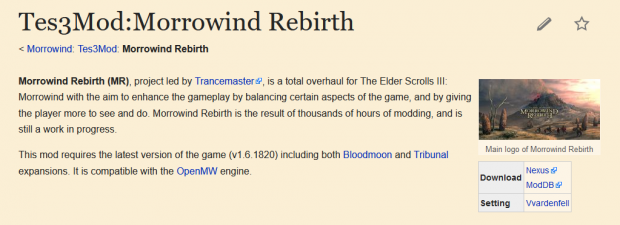 Morrowind Rebirth Wiki WIP