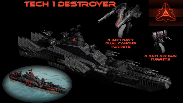 Tech 1 Cybran Destroyer.