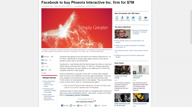 Facebook to buy Phoenix Interactive