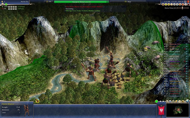 World Map scenario screenshot, early combat