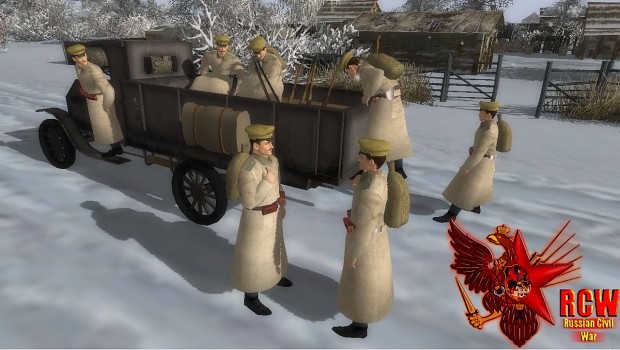 soldgers of white guard in winter uniform