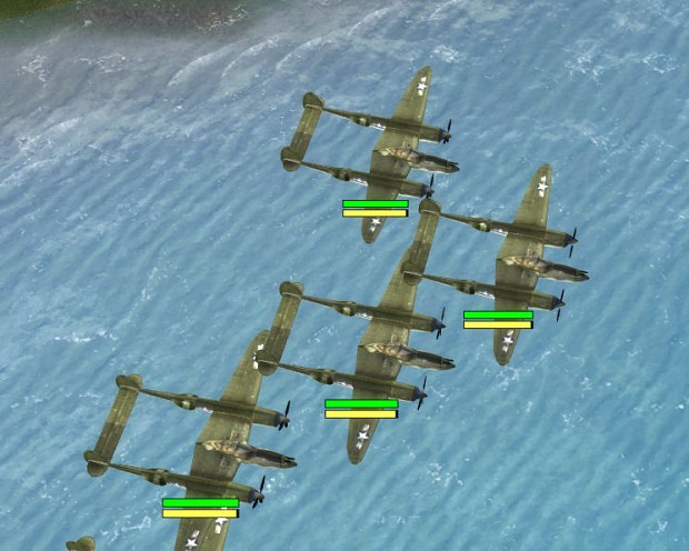 A Flight of P-38 Lightning Fighters