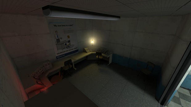Small, dark control room