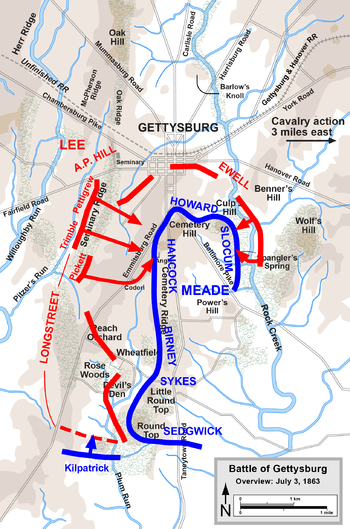 Battle of Gettysburg Map - Day 3