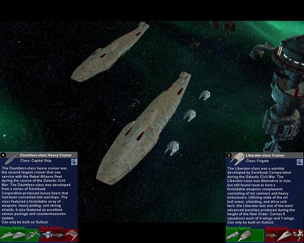 Dauntless and Liberator - SoroSuub Corp starships