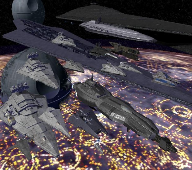 Imperial fleet orbiting Coruscant