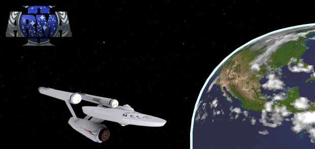 U.S.S. Enterprise orbits around the Earth