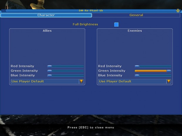 HUD Preview - Settings - Character