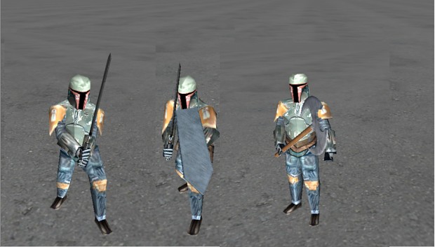 Various Mando'ade with melee weapons.