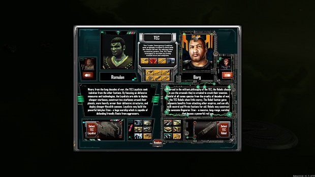 Romulan / Borg Faction screen (updated)