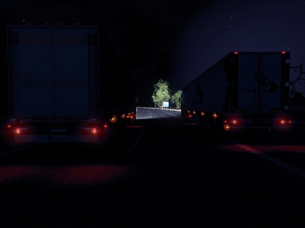 Trucks at night