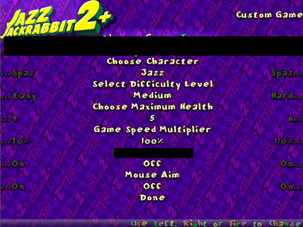 Custom Game menu