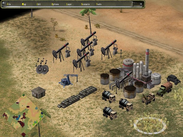 Campaign Oil Refinery augmented with doodads and adjacent oil wells