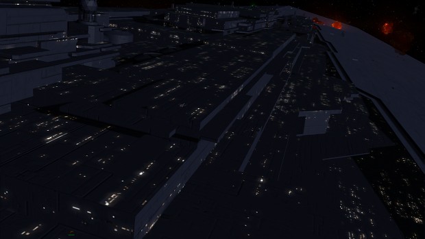 Here is an X wing flying over the Executor