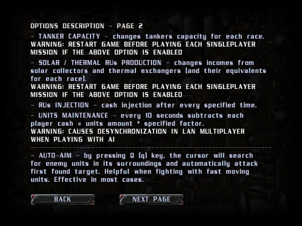 KKnD2: Carnage - options description