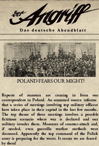 German Newspaper Article - 1 September 1939