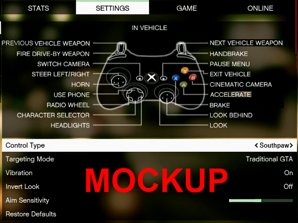 Classic Controls for GTA V - 360 Mockup