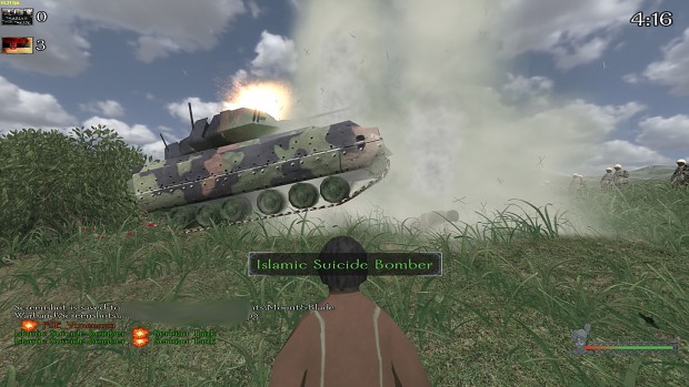 Suicide Bomber, blowing up Tank