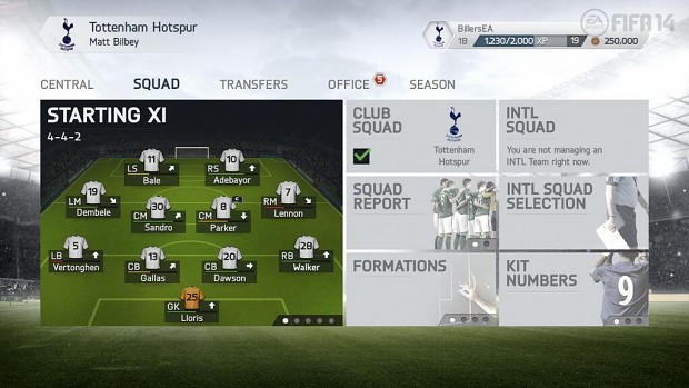 FIFA14 Career Squad