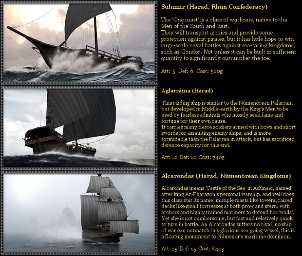 Fleets of Middle-earth: South and East