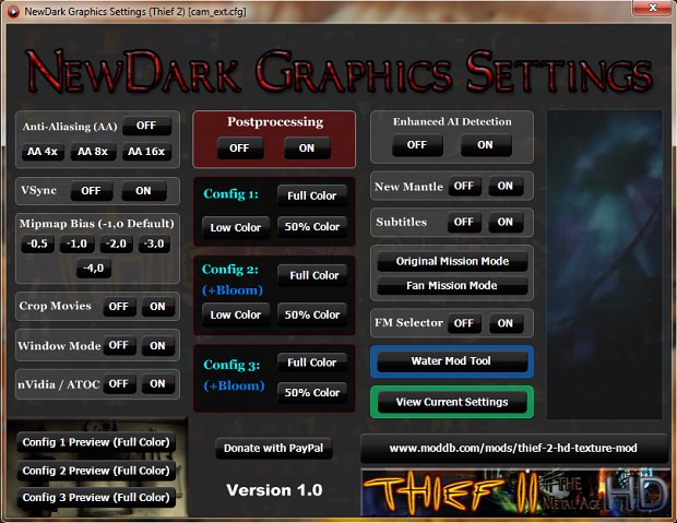 NewDark Graphics Settings Tool v1.0 - Preview