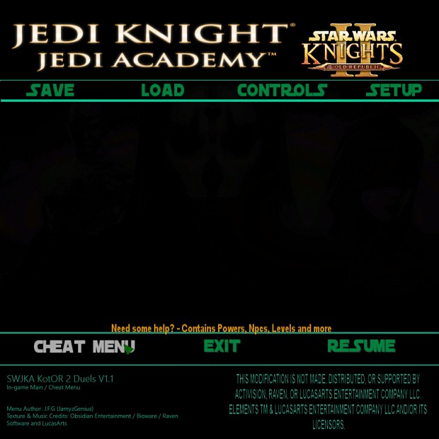 SWJAKotOR 2 Duels Version 1.1 New Menus