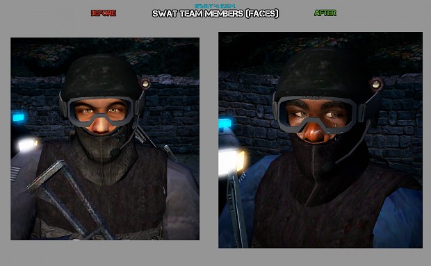 SWAT team faces (before & after)