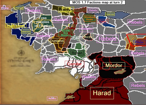 Faction map MOS 1.7 at turn 2