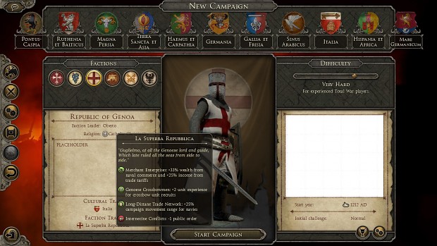 Campaign Faction Group Selection Menu, Work in Progress