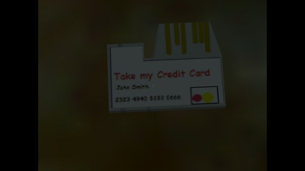 "Take my Credit Card" zoomed in