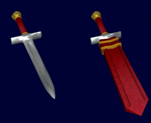 Lucy's dagger with lion head, texture and sheath.