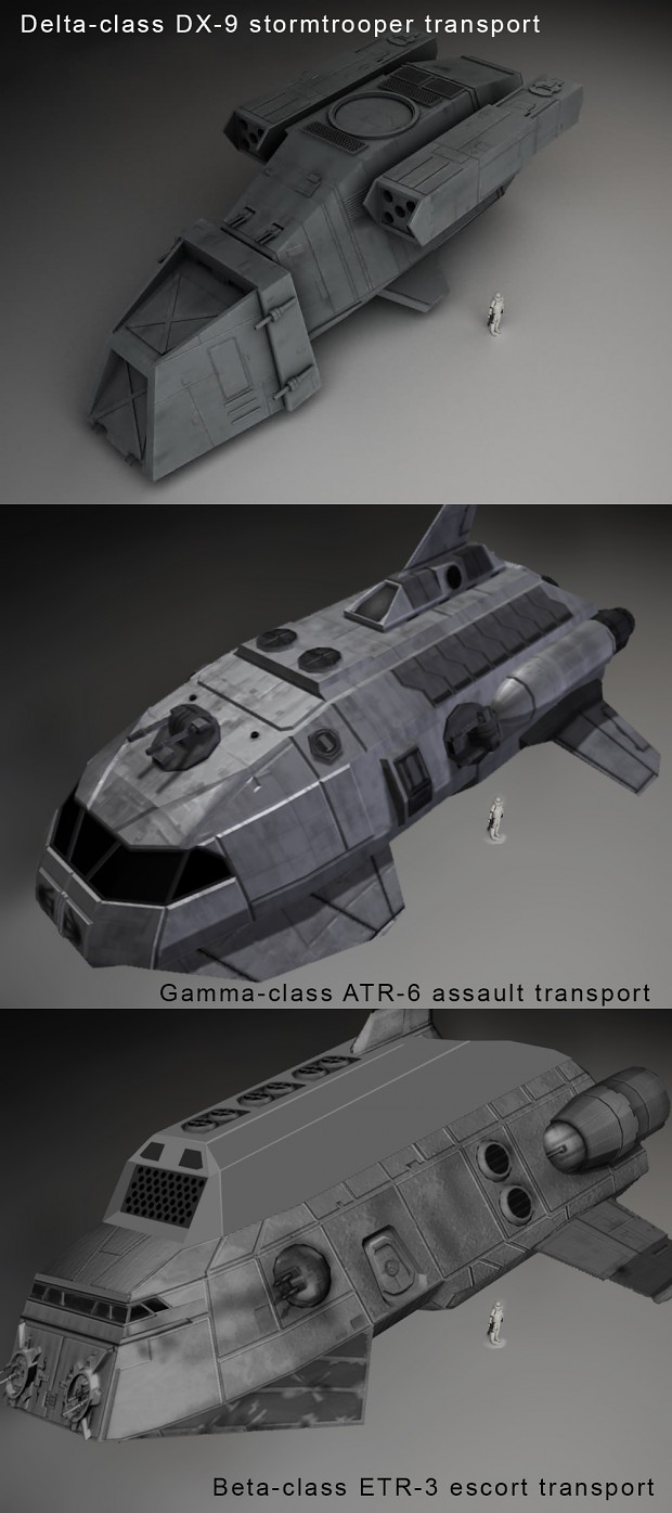 Beta-class ETR-3 escort transport concept and size comparison