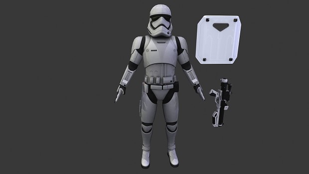 The First Order Storm Trooper - Full Armor + Shield + F-11D Blaster Rifle