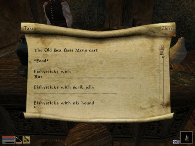 The Old Sea Bass menu cart